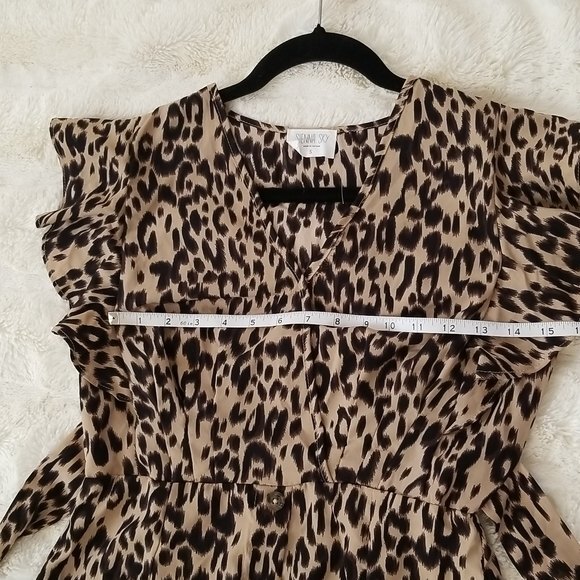 NWOT Sienna Sky Cheetah/Leopard Print Ruffle Sleeve Dress size S - Picture 8 of 13